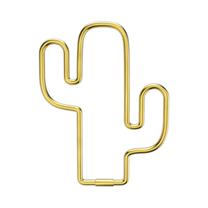 Steti Brass Keychain, Gold Keyring, Cactus