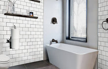 Load image into Gallery viewer, Steti Kitchen Paper Towel Holder Wall Mount, Black No Drilling Paper Towel Holder Under Cabinet; Unique, Modern, Fun, Adhesive Paper Roll Holder for Bathroom, Perfect Tear; Vertically or Horizontally