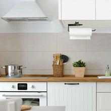 Load image into Gallery viewer, Steti Kitchen Paper Towel Holder Wall Mount, Black No Drilling Paper Towel Holder Under Cabinet; Unique, Modern, Fun, Adhesive Paper Roll Holder for Bathroom, Perfect Tear; Vertically or Horizontally