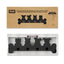 Load image into Gallery viewer, Steti Wall-Mounted Coat Rack, Bathroom towel Hook, Entryway Key Holder, Hat Rack with 4 Durable Hooks, Gifts for Dog Lovers, Decorative Kitchen Hanger, Cute Designed Matte Finish Antirust Metal, Black