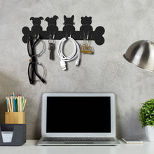 Load image into Gallery viewer, Steti Wall-Mounted Coat Rack, Bathroom towel Hook, Entryway Key Holder, Hat Rack with 4 Durable Hooks, Gifts for Dog Lovers, Decorative Kitchen Hanger, Cute Designed Matte Finish Antirust Metal, Black