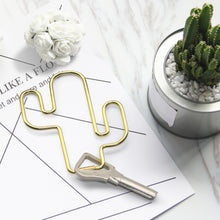 Load image into Gallery viewer, Steti Brass Keychain, Gold Keyring, Cactus
