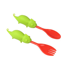 Load image into Gallery viewer, Steti Silicone Kids Cutlery Set, Lizard, FDA Tested
