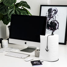 Load image into Gallery viewer, Steti Paper Towel Holder Stand Countertop, Easy to Tear Single-handedly Paper Roll Dispenser, for Kitchen or Bathroom, Fits All Roll Sizes, Sturdy, Heavy Duty, Metal Unique Boat Design, Black