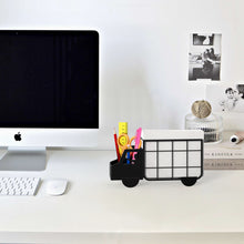 Load image into Gallery viewer, Steti Napkin Holder countertop for Kitchen, Office, Living Room and Bathroom; Modern Decorative Desktop Mail Organizer, Remote Control and Accessories Caddy in Fancy Truck Design, Matte Black