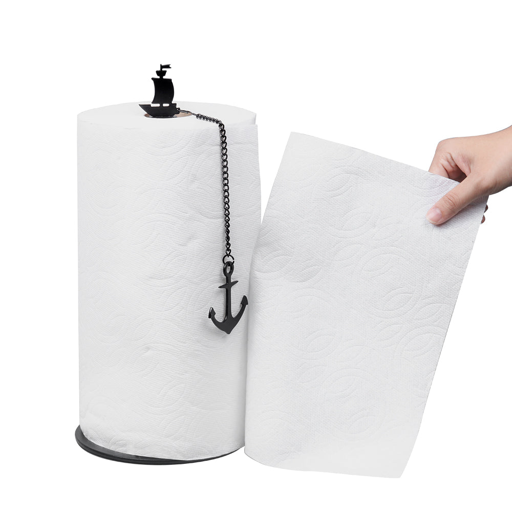 Steti Kitchen Paper Towel Holder Wall Mount, Black No Drilling