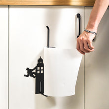 Load image into Gallery viewer, Steti Kitchen Paper Towel Holder Wall Mount, Black No Drilling Paper Towel Holder Under Cabinet; Unique, Modern, Fun, Adhesive Paper Roll Holder for Bathroom, Perfect Tear; Vertically or Horizontally