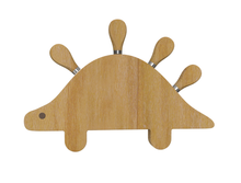Load image into Gallery viewer, Steti Bamboo Dinosaurs Cheese Board, with A Full Set of Stainless Steel Knifes, Perfect Wedding and Holiday Gifts