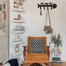 Load image into Gallery viewer, Steti Wall Mounted Cat Coat Rack, Modern 16 Inch Towel rack with 4 Durable Hooks for Bathroom Wall, Decorative Key and Dog Leash Holder, Sturdy Kitchen Utensils Hangers, Matte Black