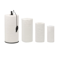 Load image into Gallery viewer, Steti Paper Towel Holder Countertop, Easy to Tear Paper Towel Stand for Kitchen or Tabletop, Fits All Rolls, Heavy Duty, Unique Modern Fishing Design, Black Matte
