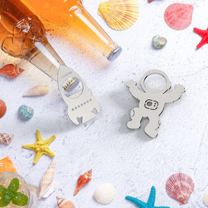 Steti Stainless Steel Rocket and Astronaut Bottle Opener, Heavy Duty, Modern Design