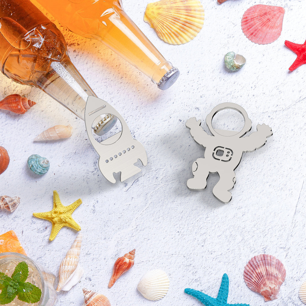 Steti Stainless Steel Rocket and Astronaut Bottle Opener, Heavy Duty, Modern Design