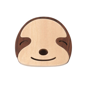 Steti Natural Walnut Wood Coasters, Set of 6, In Unique Sloth Design