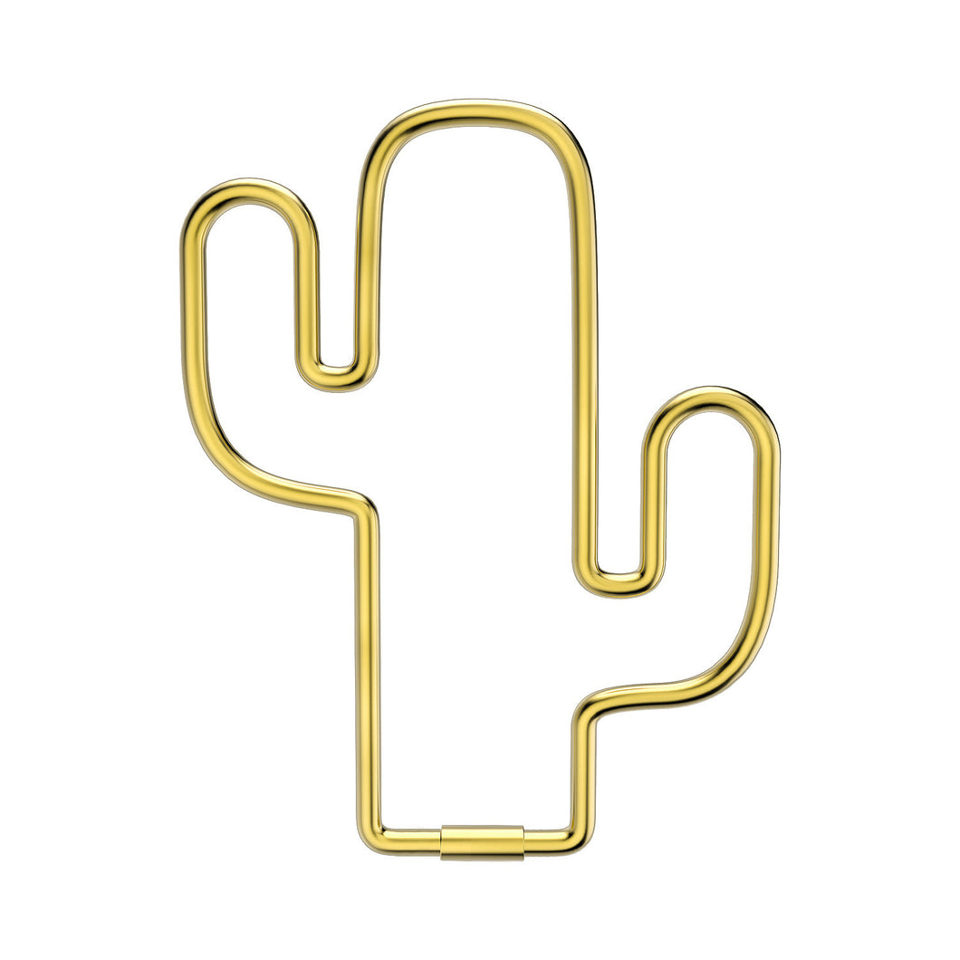 Steti Brass Keychain, Gold Keyring, Cactus