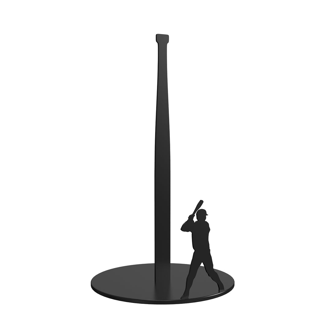 Steti Paper Towel Holder Stand Countertop, Easy to Tear Single-handedly Paper Roll Holder, for Kitchen, Bathroom, Living Room, Fits All Rolls, Heavy Duty, Unique Baseball Theme Design, Matte Black