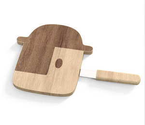Steti Bamboo Cutting Board with Knife, Cheese Board for Party, Leisure Time; Funny Pinocchio Design