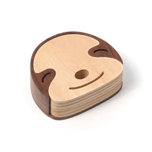 Load image into Gallery viewer, Steti Natural Walnut Wood Coasters, Set of 6, In Unique Sloth Design
