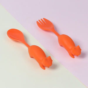 Steti Innovative Silicone Kids Cutlery, Squirrel Design, FDA Tested