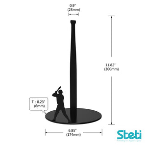 Steti Paper Towel Holder Stand Countertop, Easy to Tear Single-handedly Paper Roll Holder, for Kitchen, Bathroom, Living Room, Fits All Rolls, Heavy Duty, Unique Baseball Theme Design, Matte Black