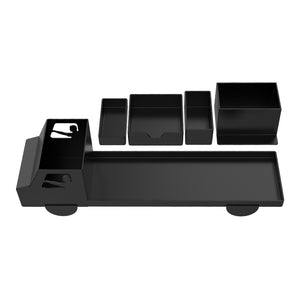 Steti Metal Desk Organizer and Office Accessories Caddy, with Pen Holder, Phone Stand, Sticky Note Tray, Paperclip Storage; Desktop Organization for Cubicle or Home Office, Unique Truck Design, Matte Black