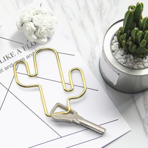 Steti Brass Keychain, Gold Keyring, Cactus