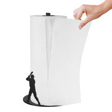 Load image into Gallery viewer, Steti Paper Towel Holder Stand Countertop, Easy to Tear Single-handedly Paper Roll Holder, for Kitchen, Bathroom, Living Room, Fits All Rolls, Heavy Duty, Unique Baseball Theme Design, Matte Black
