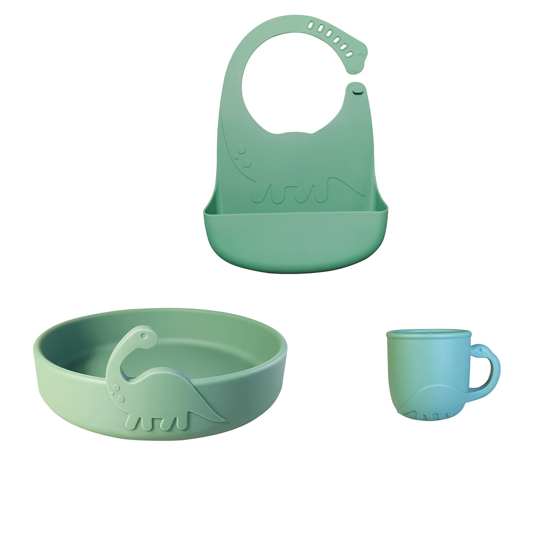 Steti Silicone Dino Plate for Kids and Toddlers, FDA Tested, Food Safety, BPA Free