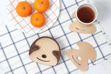 Load image into Gallery viewer, Steti Natural Walnut Wood Coasters, Set of 6, In Unique Sloth Design
