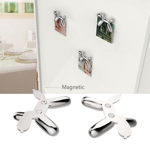 Steti Zinc Alloy Balloon Dog Magnet and Photo Holder, In Silver and Black Colour