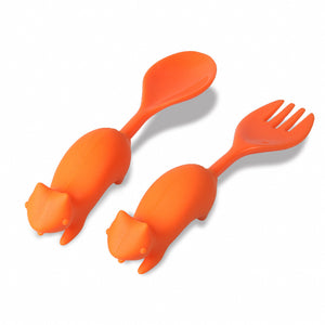 Steti Innovative Silicone Kids Cutlery, Squirrel Design, FDA Tested