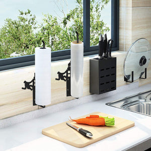Steti Kitchen Paper Towel Holder Wall Mount, Black No Drilling Paper Towel Holder Under Cabinet; Unique, Modern, Fun, Adhesive Paper Roll Holder for Bathroom, Perfect Tear; Vertically or Horizontally