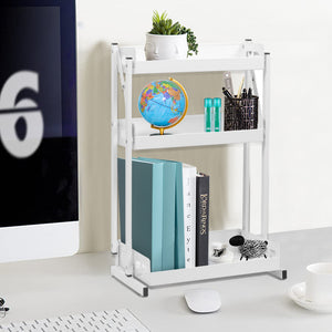 Steti Foldable 3-Tier Spice Rack, Cosmetic Shelves, Office Organizer, White