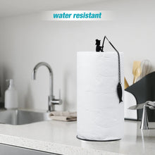 Load image into Gallery viewer, Steti Paper Towel Holder Countertop, Easy to Tear Paper Towel Stand for Kitchen or Tabletop, Fits All Rolls, Heavy Duty, Unique Modern Fishing Design, Black Matte
