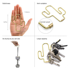 Load image into Gallery viewer, Steti Brass Keychain, Gold Keyring, Cactus
