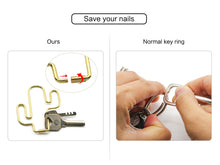 Load image into Gallery viewer, Steti Brass Keychain, Gold Keyring, Cactus
