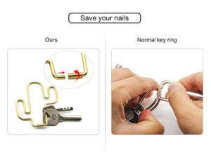 Steti Brass Keychain, Gold Keyring, Cactus