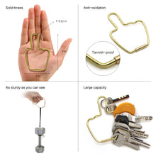 Load image into Gallery viewer, Steti Brass Keychain, Gold Keyring, Gestures
